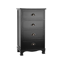 Load image into Gallery viewer, Artiss Vintage Bedside Table Chest 4 Drawers Storage Cabinet Nightstand Black