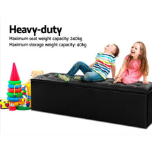 Load image into Gallery viewer, Artiss Storage Ottoman Blanket Toy Box Black-Ottomans-The White Mall