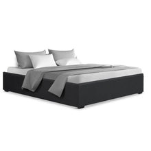 Load image into Gallery viewer, Artiss TOKI Queen Size Storage Gas Lift Bed Frame without Headboard Fabric Charcoal
