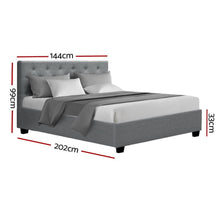 Load image into Gallery viewer, Artiss Vila Bed Frame Fabric Gas Lift Storage - Grey Double-Furniture-The White Mall