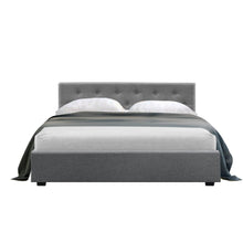 Load image into Gallery viewer, Artiss Vila Bed Frame Fabric Gas Lift Storage - Grey Double-Furniture-The White Mall