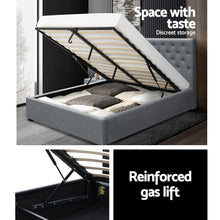 Load image into Gallery viewer, Artiss Vila Bed Frame Fabric Gas Lift Storage - Grey Double-Furniture-The White Mall
