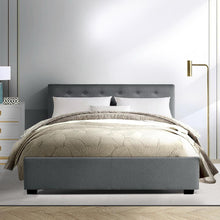Load image into Gallery viewer, Artiss Vila Bed Frame Fabric Gas Lift Storage - Grey Double-Furniture-The White Mall