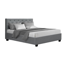 Load image into Gallery viewer, Artiss Vila Bed Frame Fabric Gas Lift Storage - Grey Double