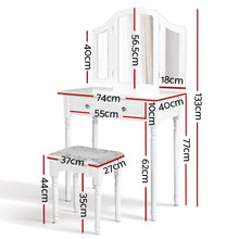 Load image into Gallery viewer, Artiss White Dressing Table with Stool, 3 Mirrors, & Drawer for Makeup & Jewellery-Dressing Table-The White Mall