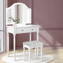 Load image into Gallery viewer, Artiss White Dressing Table with Stool, 3 Mirrors, & Drawer for Makeup & Jewellery-Dressing Table-The White Mall