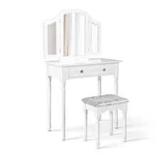 Load image into Gallery viewer, Artiss White Dressing Table with Stool, 3 Mirrors, & Drawer for Makeup & Jewellery-Dressing Table-The White Mall