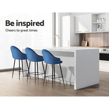 Load image into Gallery viewer, Artiss Set of 2 Bar Stools Kitchen Stool Dining Chairs Velvet Chair Barstool Blue Mesial