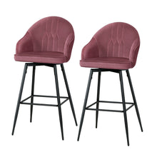 Load image into Gallery viewer, Artiss Set of 2 Bar Stools Kitchen Stool Dining Chairs Velvet Chair Barstool Pink Mesial
