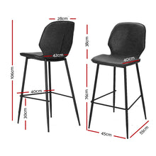Load image into Gallery viewer, Artiss Set of 2 Bar Stools Kitchen Stool Barstool Dining Chairs Leather Black Kingsley