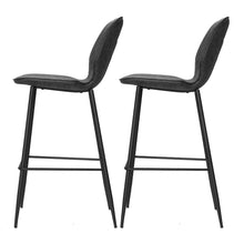 Load image into Gallery viewer, Artiss Set of 2 Bar Stools Kitchen Stool Barstool Dining Chairs Leather Black Kingsley