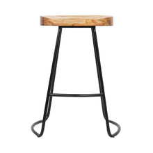 Load image into Gallery viewer, Artiss Set of 2 Elm Wood Backless Bar Stools 65cm - Black and Light Natural