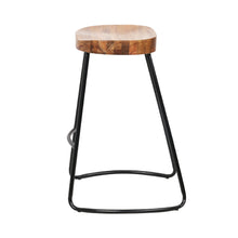 Load image into Gallery viewer, Artiss Set of 2 Elm Wood Backless Bar Stools 65cm - Black and Light Natural