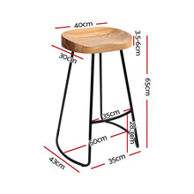 Load image into Gallery viewer, Artiss Set of 4 Elm Wood Backless Bar Stools 65cm - Black and Light Natural