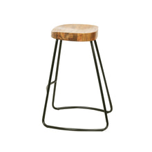 Load image into Gallery viewer, Artiss Set of 4 Elm Wood Backless Bar Stools 65cm - Black and Light Natural