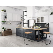 Load image into Gallery viewer, Artiss Set of 4 Elm Wood Backless Bar Stools 65cm - Black and Light Natural