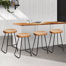 Load image into Gallery viewer, Artiss Set of 4 Elm Wood Backless Bar Stools 65cm - Black and Light Natural