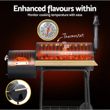 Load image into Gallery viewer, Grillz 2-in-1 Offset BBQ Smoker - Black