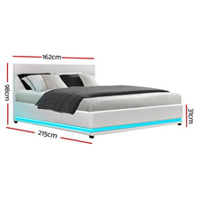 Load image into Gallery viewer, Artiss Lumi LED Bed Frame PU Leather Gas Lift Storage - White Queen