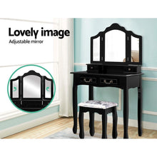 Load image into Gallery viewer, Black 3 Mirrored Artiss Dressing Table with Mirror-Dressing Table-The White Mall