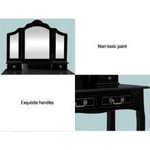 Load image into Gallery viewer, Black 3 Mirrored Artiss Dressing Table with Mirror-Dressing Table-The White Mall