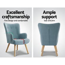 Load image into Gallery viewer, Blue Artiss Armchair & Ottoman-Furniture-The White Mall