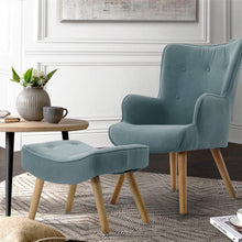 Load image into Gallery viewer, Blue Artiss Armchair & Ottoman-Furniture-The White Mall