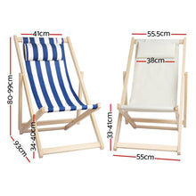 Load image into Gallery viewer, Striped Beach Deck Chair | Gardeon | Blue-Deck Chair-The White Mall