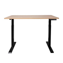 Load image into Gallery viewer, Brown Wood Standing Desk Motorised Height Computer Table Electric Adjustable Stand With Black Legs-The White Mall-The White Mall