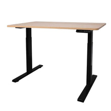 Load image into Gallery viewer, Brown Wood Standing Desk Motorised Height Computer Table Electric Adjustable Stand With Black Legs-The White Mall-The White Mall