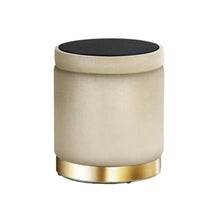 Load image into Gallery viewer, Cream Storage Pouffee Round Velvet Foot Stool Ottoman-Furniture-The White Mall
