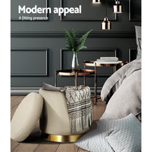 Load image into Gallery viewer, Cream Storage Pouffee Round Velvet Foot Stool Ottoman-Furniture-The White Mall