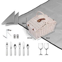 Load image into Gallery viewer, Cream White Luxury 2 Person Picnic Basket Set-The White Mall