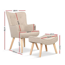Load image into Gallery viewer, Cute Artiss Armchair Lounge Chair & Ottoman Set - Beige-Furniture-The White Mall