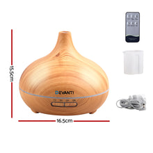 Load image into Gallery viewer, Devanti 300ml 4 in 1 Aroma Diffuser - Light Wood