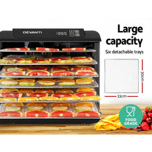 Load image into Gallery viewer, Devanti 6 Tray Food Dehydrators Commercial Beef Jerky Maker Fruit Dryer Black