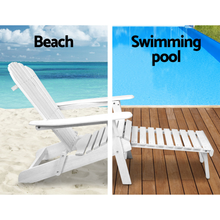 Load image into Gallery viewer, Gardeon Adirondack Beach Chair with Ottoman - White