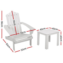 Load image into Gallery viewer, Gardeon Outdoor Sun Lounge Beach Chairs Table Setting Wooden Adirondack Patio Chair White
