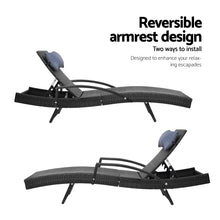 Load image into Gallery viewer, Gardeon Set of 2 Sun Lounge Outdoor Furniture Wicker Lounger Rattan Day Bed Garden Patio Black