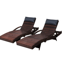 Load image into Gallery viewer, Gardeon Set of 2 Sun Lounge Outdoor Furniture Wicker Lounger Rattan Day Bed Garden Patio Brown