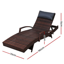 Load image into Gallery viewer, Gardeon Set of 2 Sun Lounge Outdoor Furniture Wicker Lounger Rattan Day Bed Garden Patio Brown
