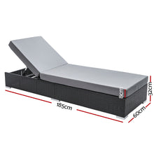 Load image into Gallery viewer, Gardeon Sun Lounge Wicker Lounger Outdoor Furniture Rattan Garden Day Bed Sofa Black