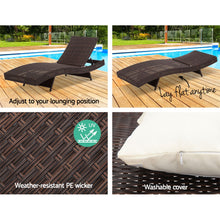 Load image into Gallery viewer, Gardeon Outdoor Sun Lounge Setting Wicker Lounger Day Bed Rattan Patio Furniture Brown