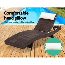 Load image into Gallery viewer, Gardeon Outdoor Sun Lounge Setting Wicker Lounger Day Bed Rattan Patio Furniture Brown
