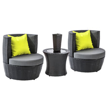 Load image into Gallery viewer, Gardeon 4 Piece PE Wicker Outdoor Chair Bar Lounge Set - Black