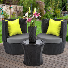 Load image into Gallery viewer, Gardeon 4 Piece PE Wicker Outdoor Chair Bar Lounge Set - Black