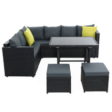 Load image into Gallery viewer, Gardeon Outdoor Furniture Patio Set Dining Sofa Table Chair Lounge Wicker Garden Black