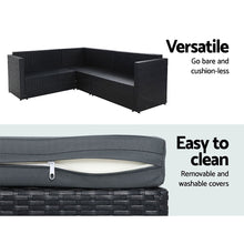 Load image into Gallery viewer, Gardeon Outdoor Furniture Patio Set Dining Sofa Table Chair Lounge Wicker Garden Black