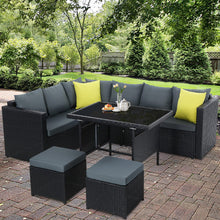 Load image into Gallery viewer, Gardeon Outdoor Furniture Patio Set Dining Sofa Table Chair Lounge Wicker Garden Black