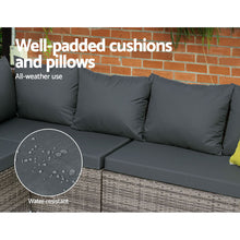 Load image into Gallery viewer, Gardeon Outdoor Patio Dining Sofa Table & Chair Lounge Set Grey
